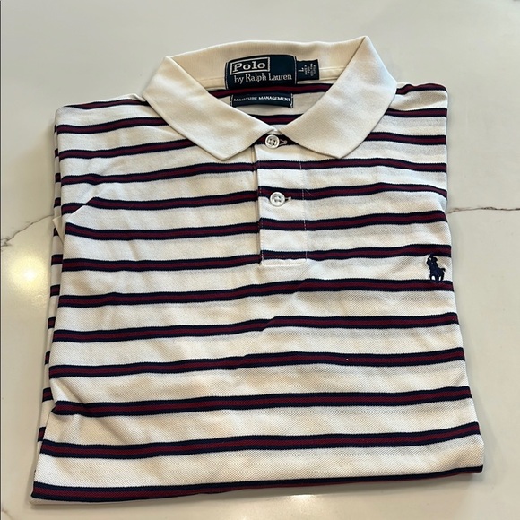 Ralph Lauren White and Black Polo Shirt Classic Stripes Moisture Management Sz.L - Picture 3 of 10